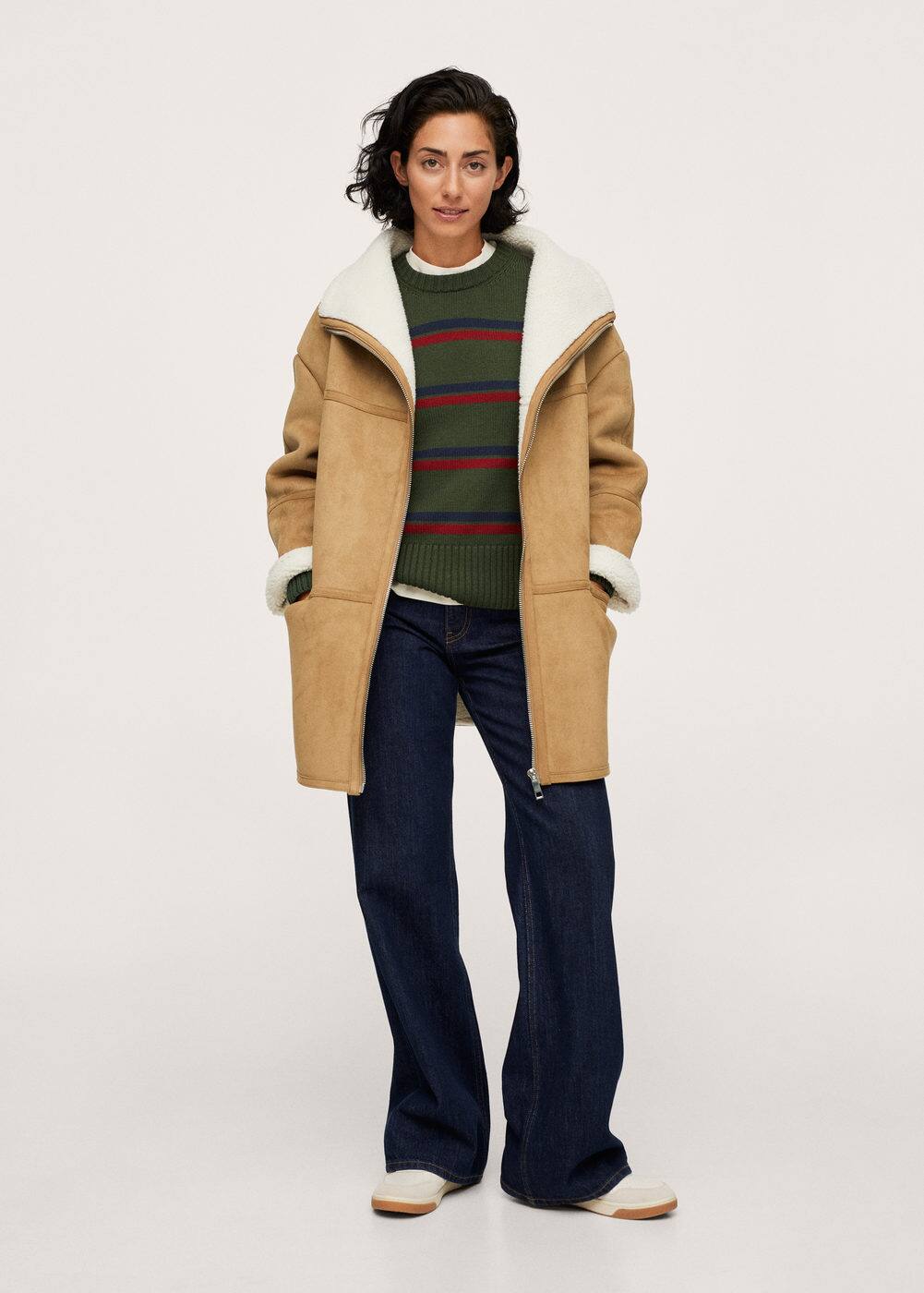mango faux shearling oversized coat