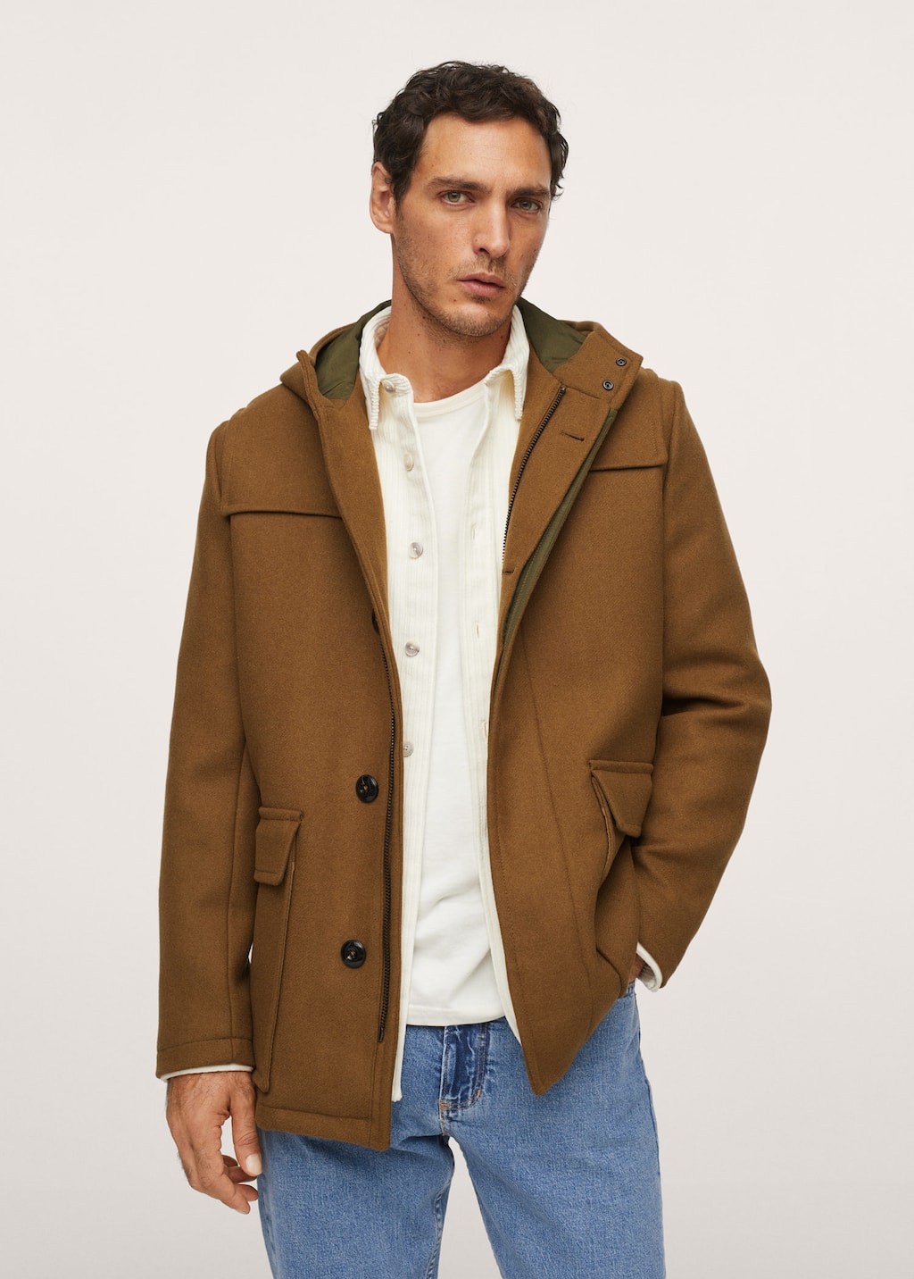 mango hooded wool coat