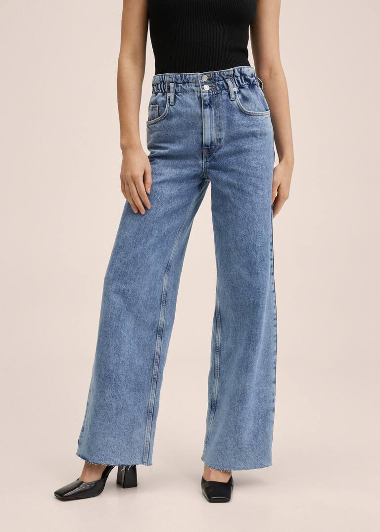 Wideleg jeans with elastic waist Women Mango USA