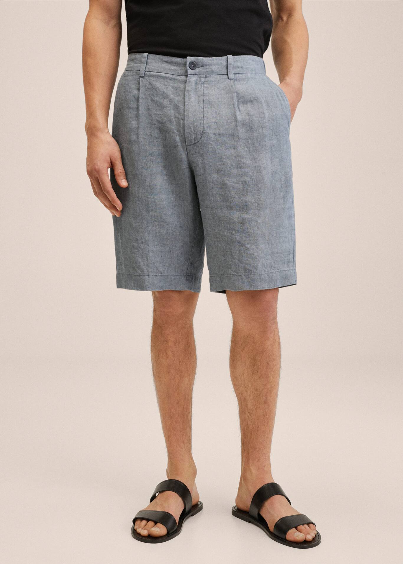 Elastic waist linen bermuda shorts Men MANGO OUTLET USA
