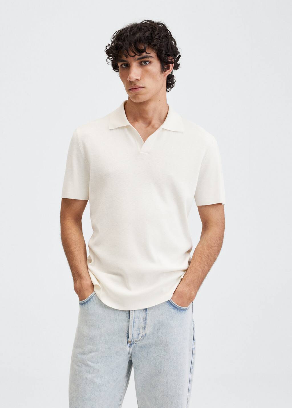 pima cotton johnny collar knit polo