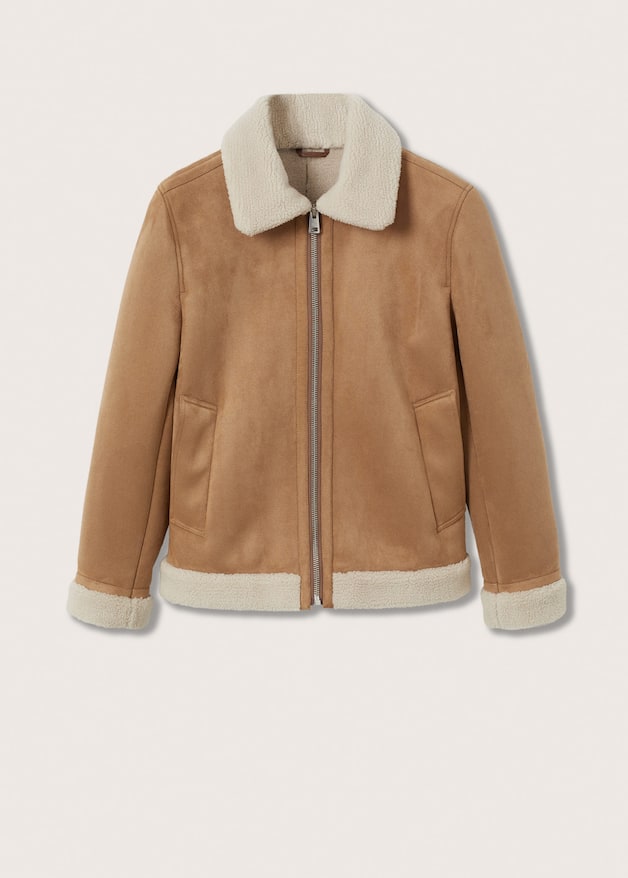 Faux shearling trim corduroy jacket Clearance