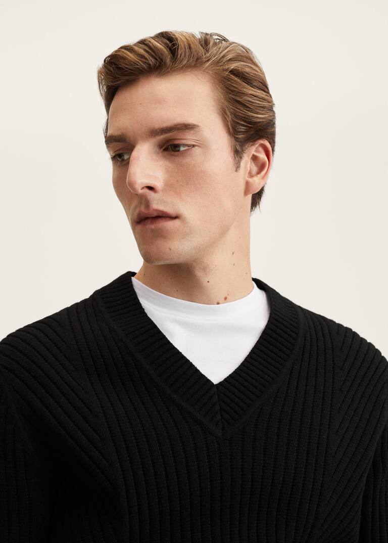Jersey cuello pico estructura Hombre Mango Man México