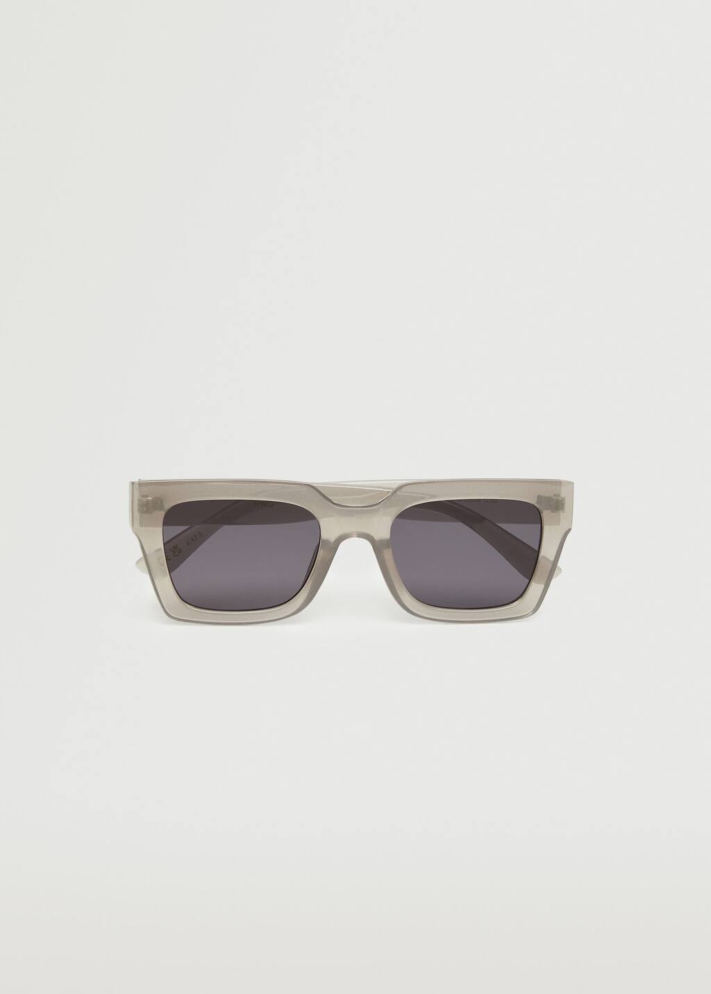 Mango Clear frame sunglasses. a pair of grey sunglasses with black lenses. 