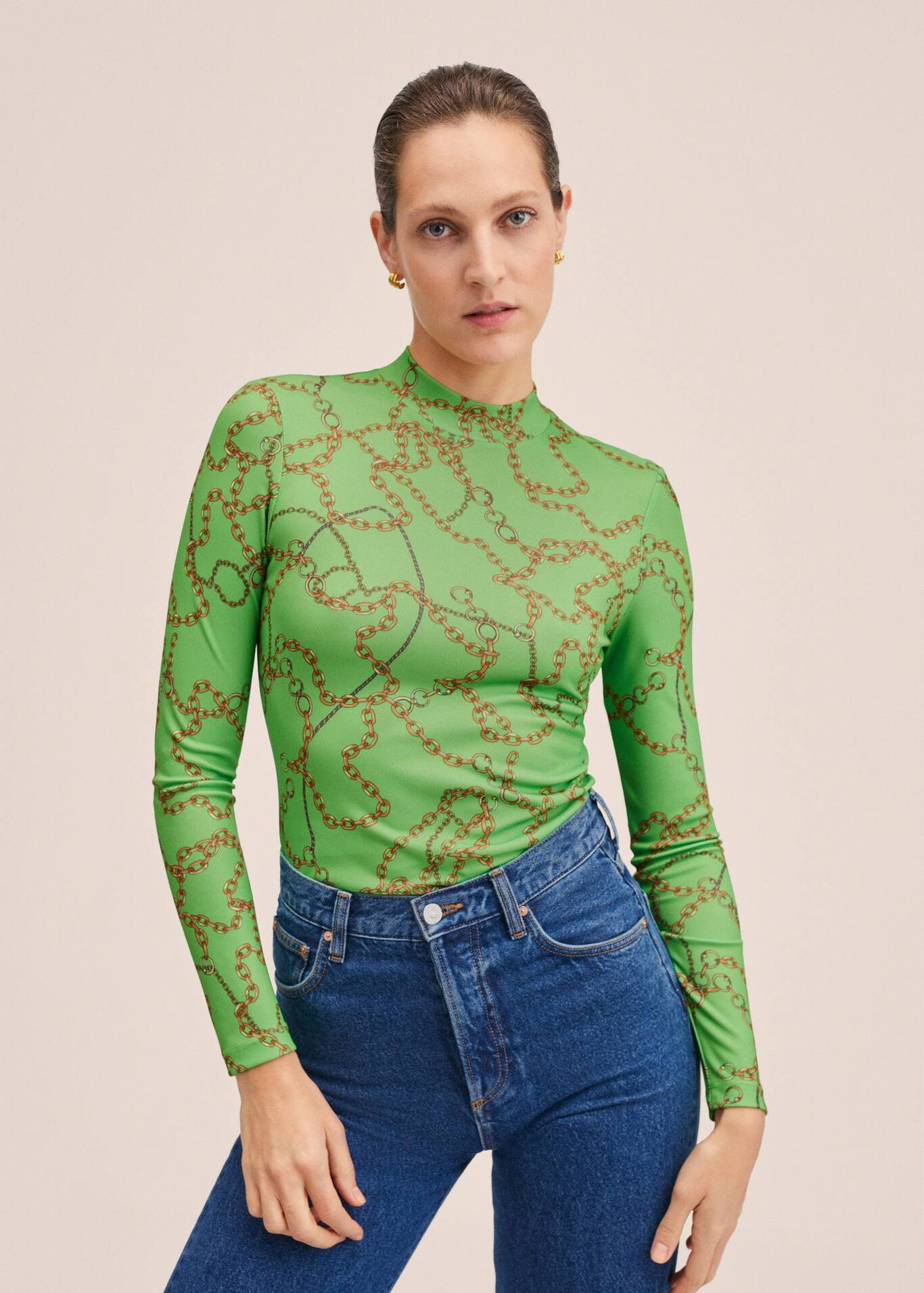 Chain print tshirt Woman MANGO OUTLET United Kingdom