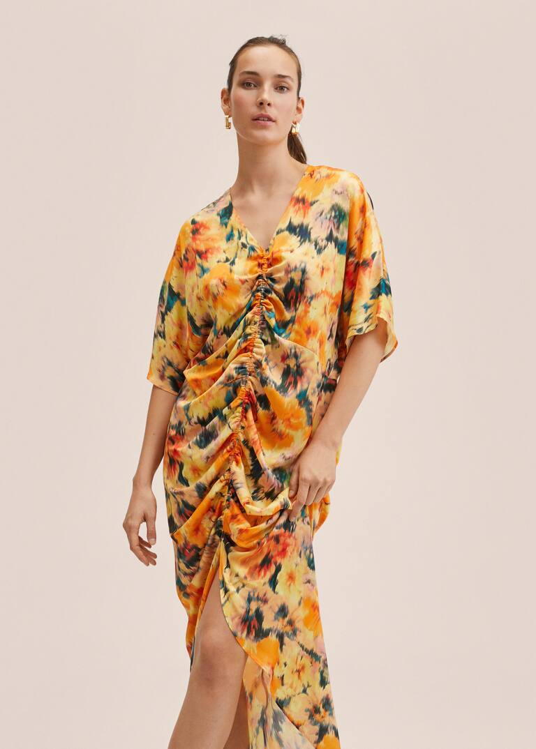 mango printed ruched dress