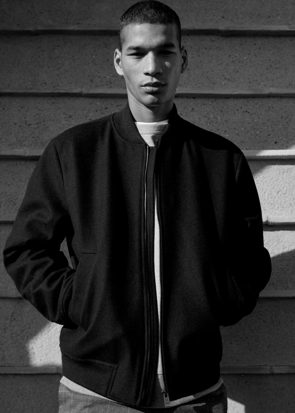 recycled wool bomber jacket