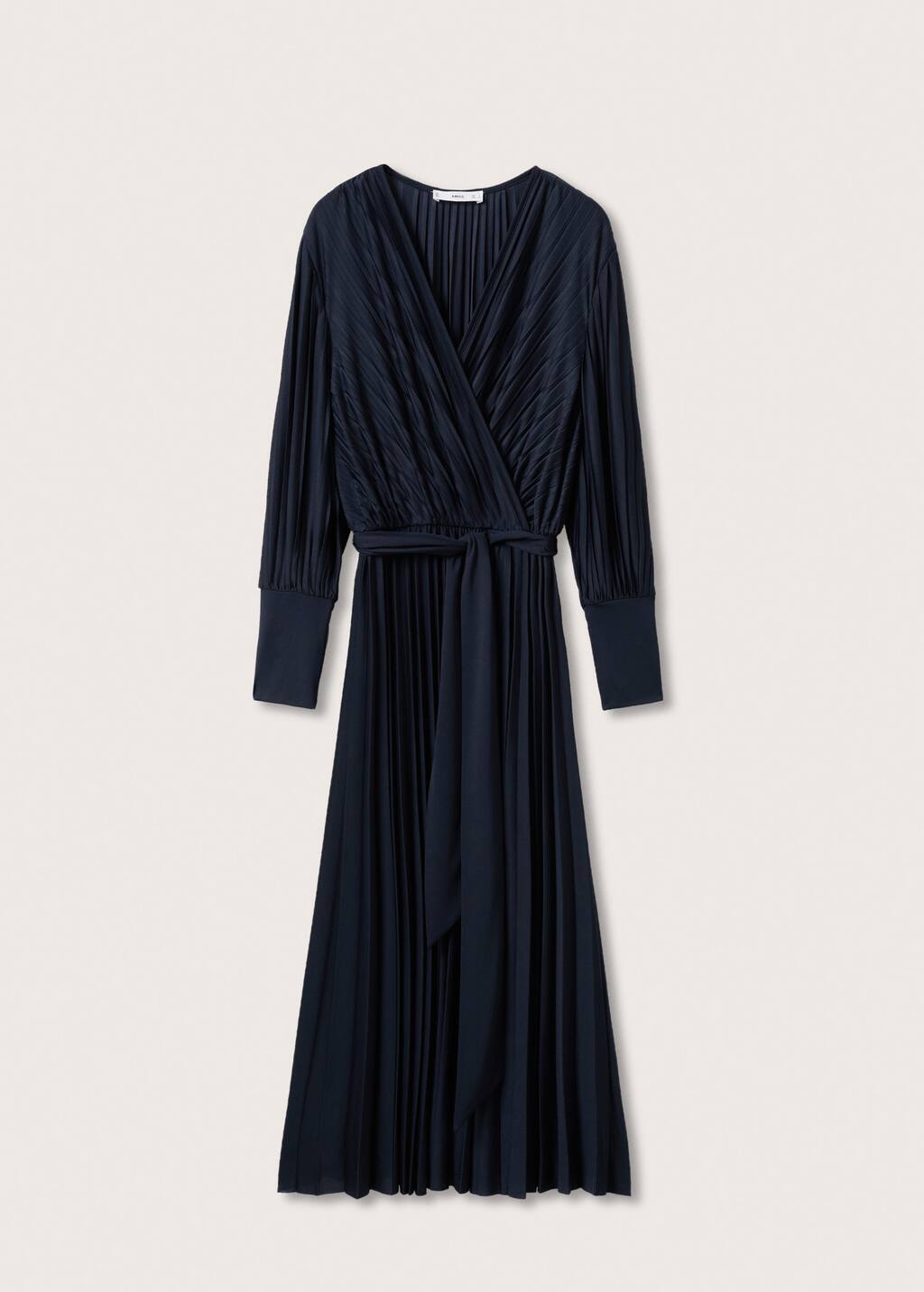 Vestido plisado cinturón - Mujer | Mango España