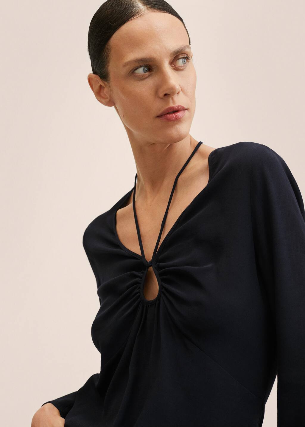 camisas negras mujer mango