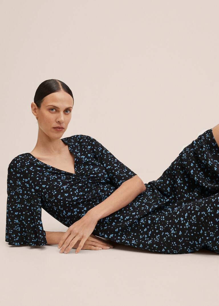 mango printed ruched dress