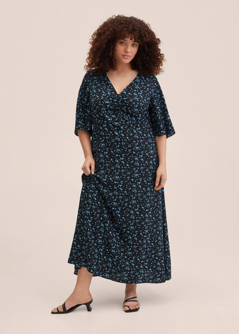 mango printed ruched dress