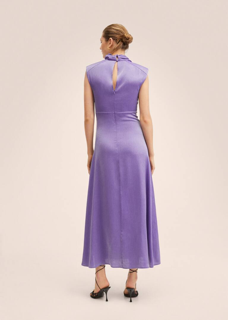 Textured dress with shoulder pads Women MANGO OUTLET USA