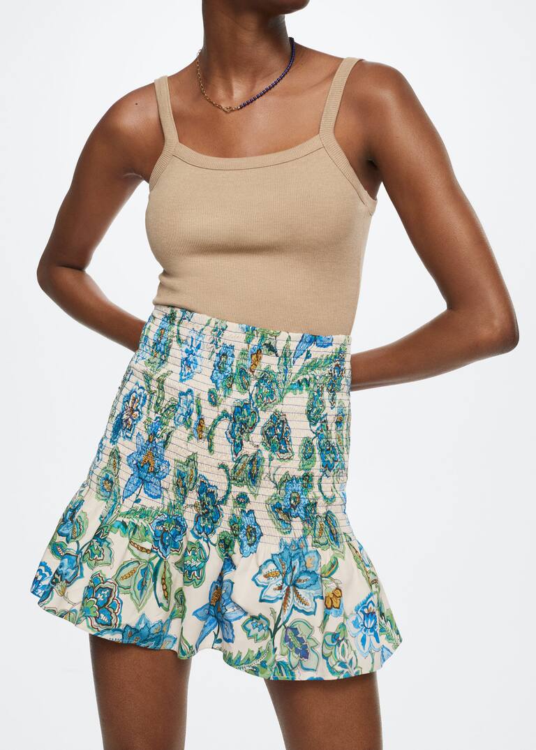 Printed cotton skirt Women Mango USA