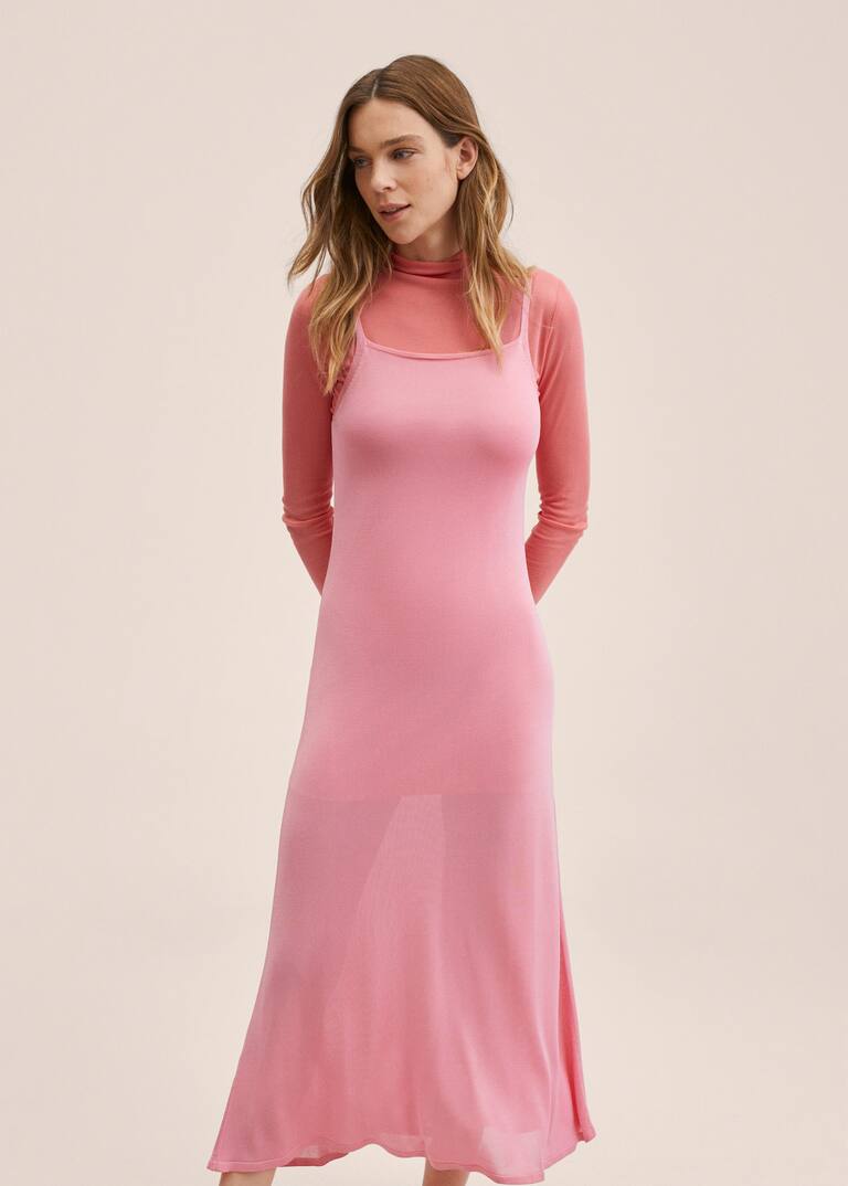 Knit strapless dress Women Mango USA