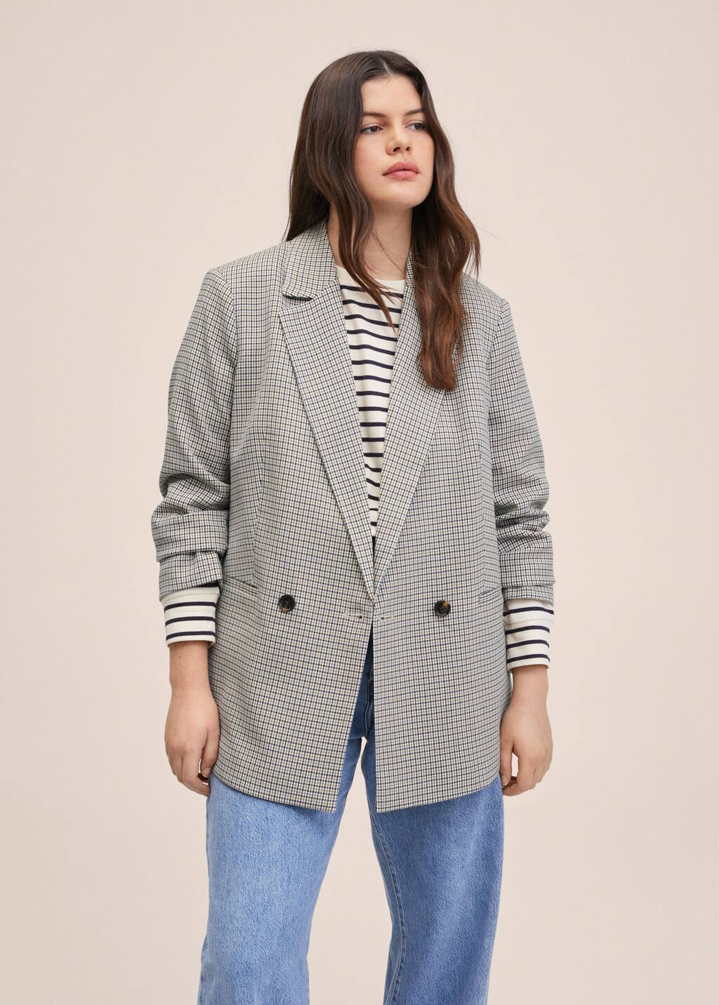 plus size check blazer