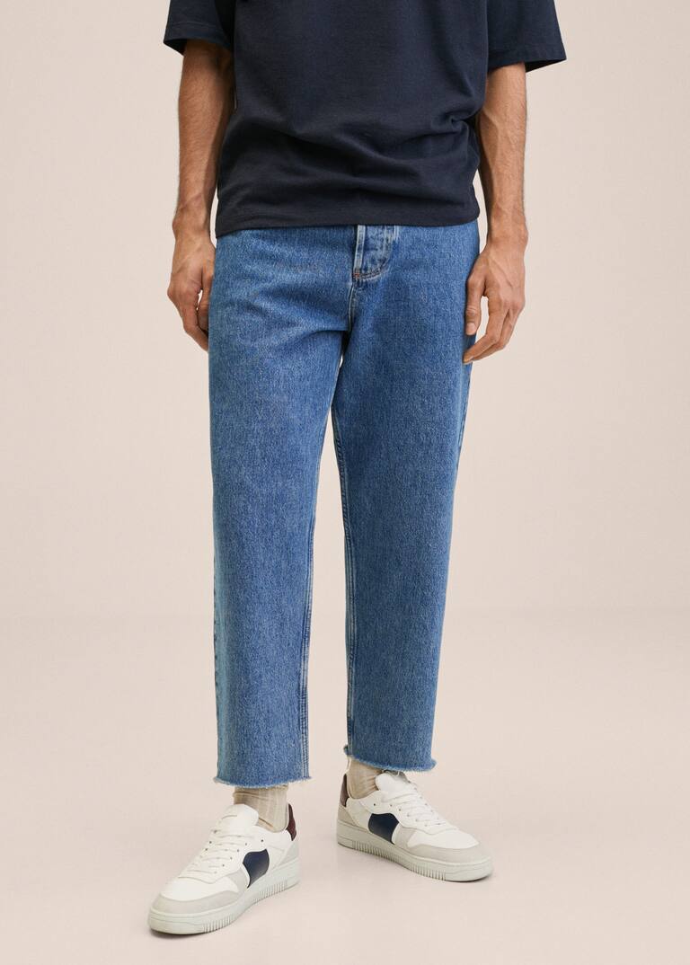 Tapered loosefit cropped jeans Man MANGO OUTLET United Kingdom