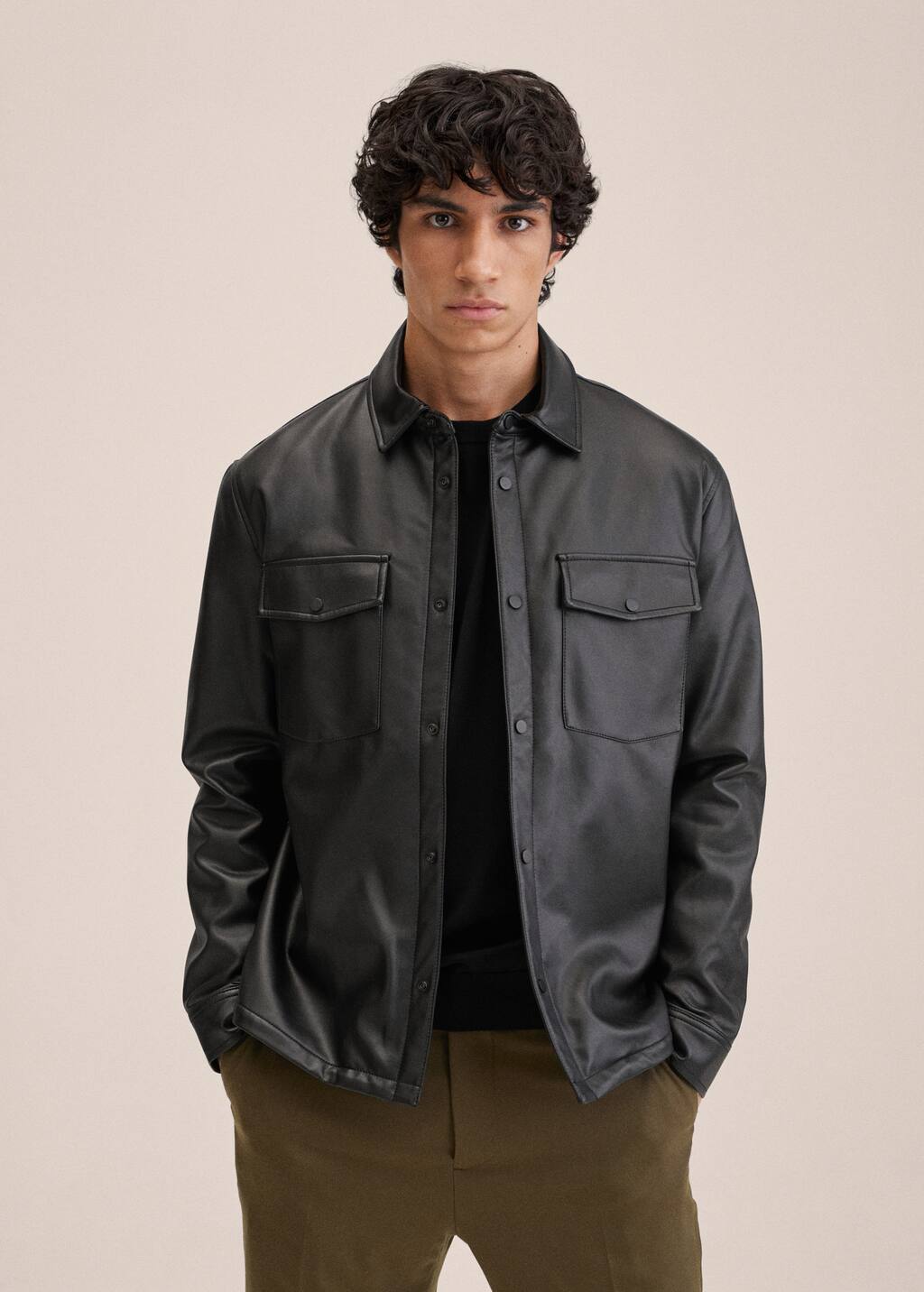 mango pockets leather jacket