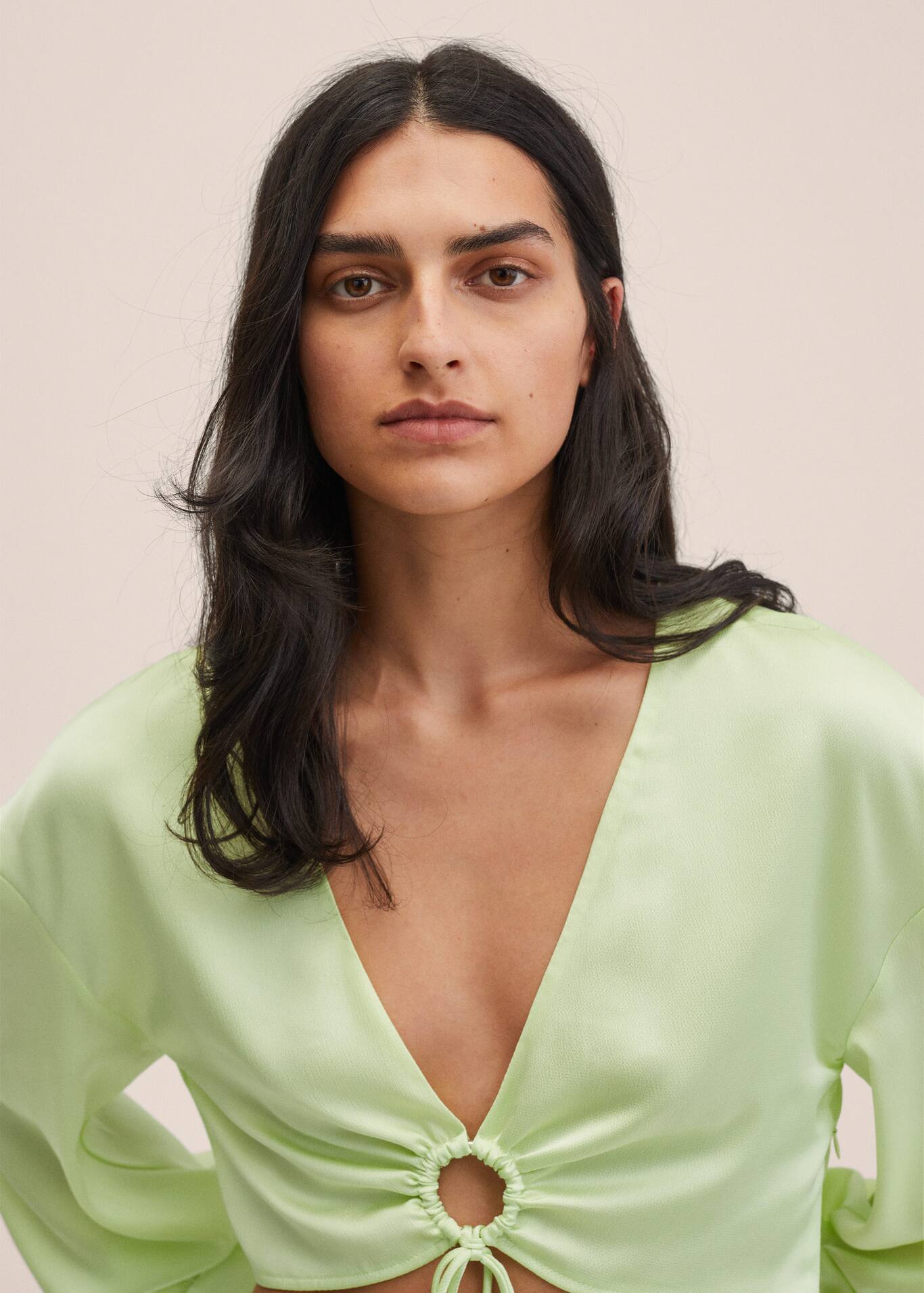 Satin crop blouse Women MANGO OUTLET USA