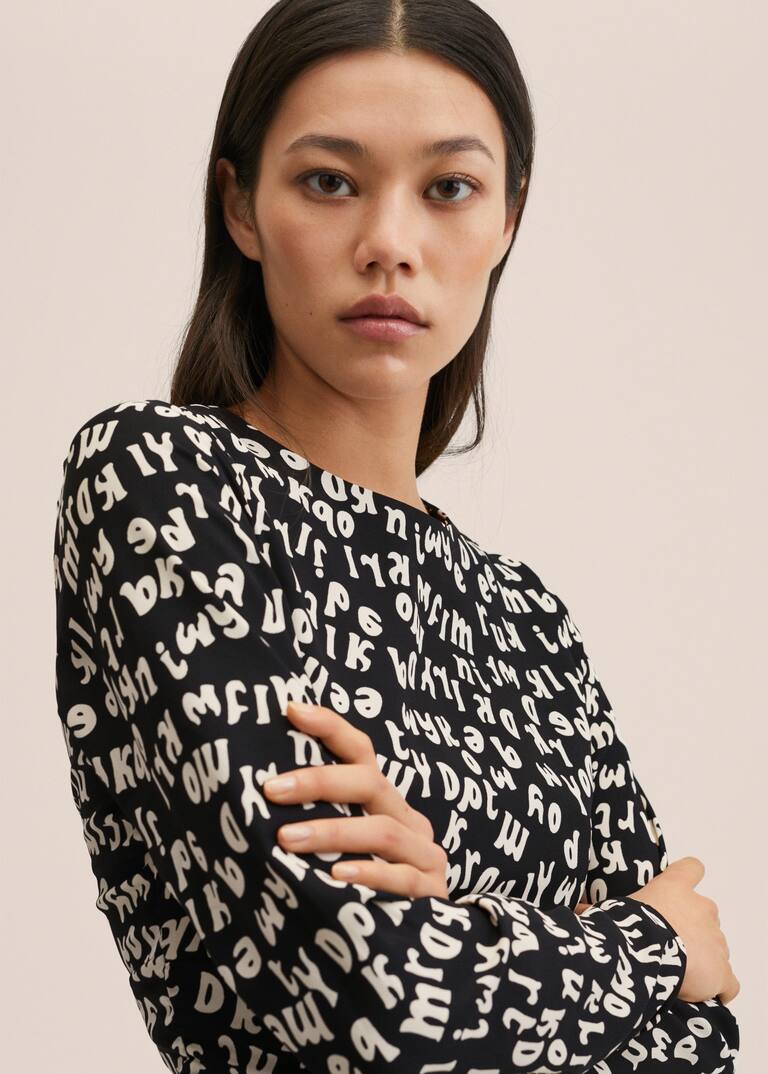 Letter print Ruffled Dress Woman MANGO OUTLET United Kingdom