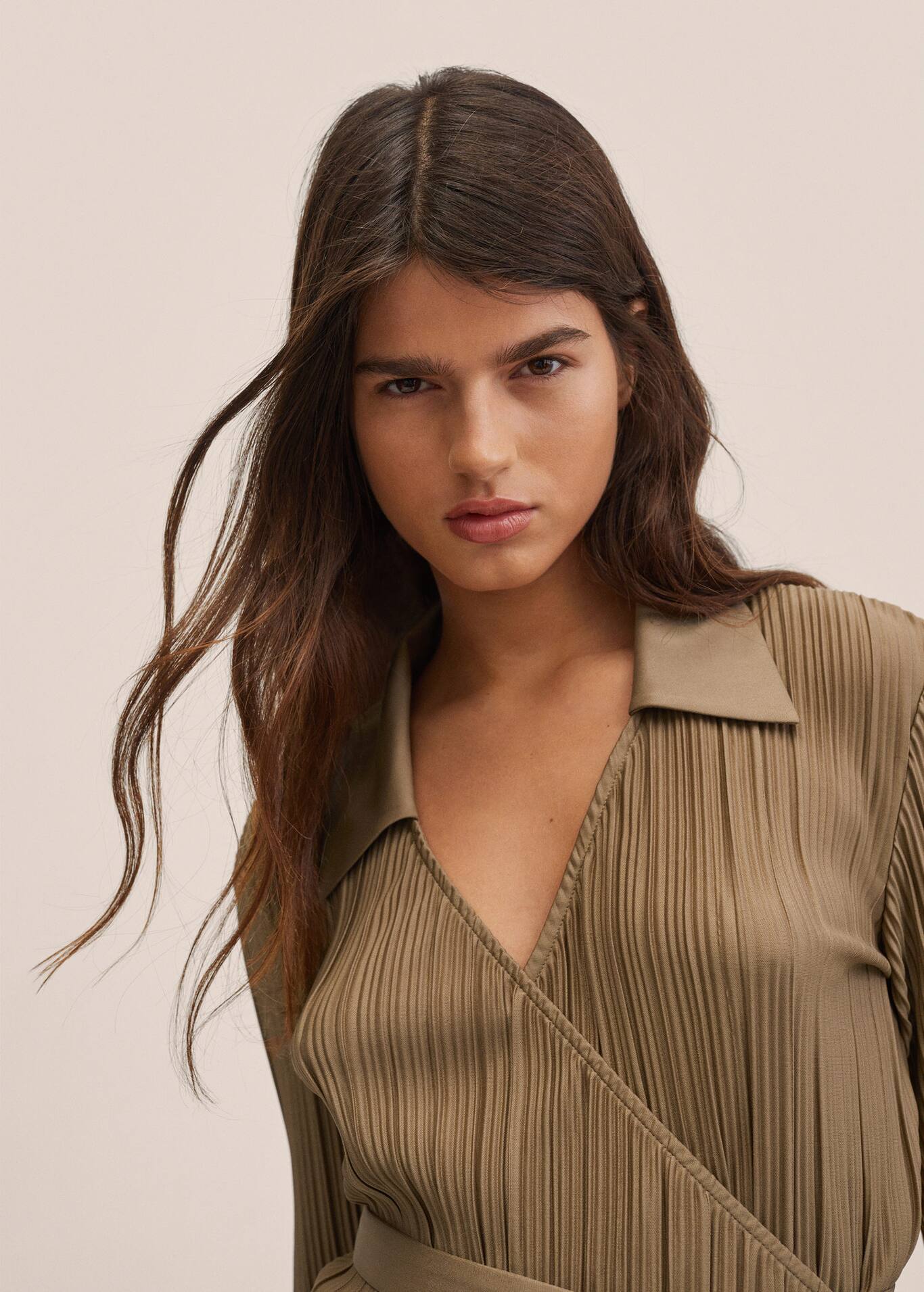 Pleated wrap dress Women MANGO OUTLET USA