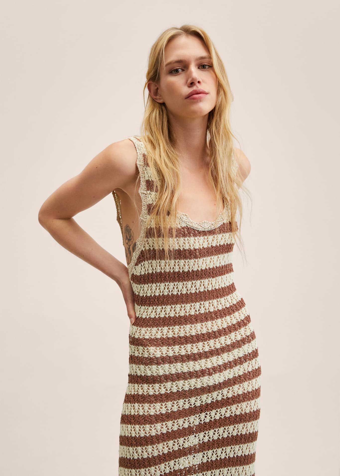 Vestido punto rayas Mujer Mango Andorra