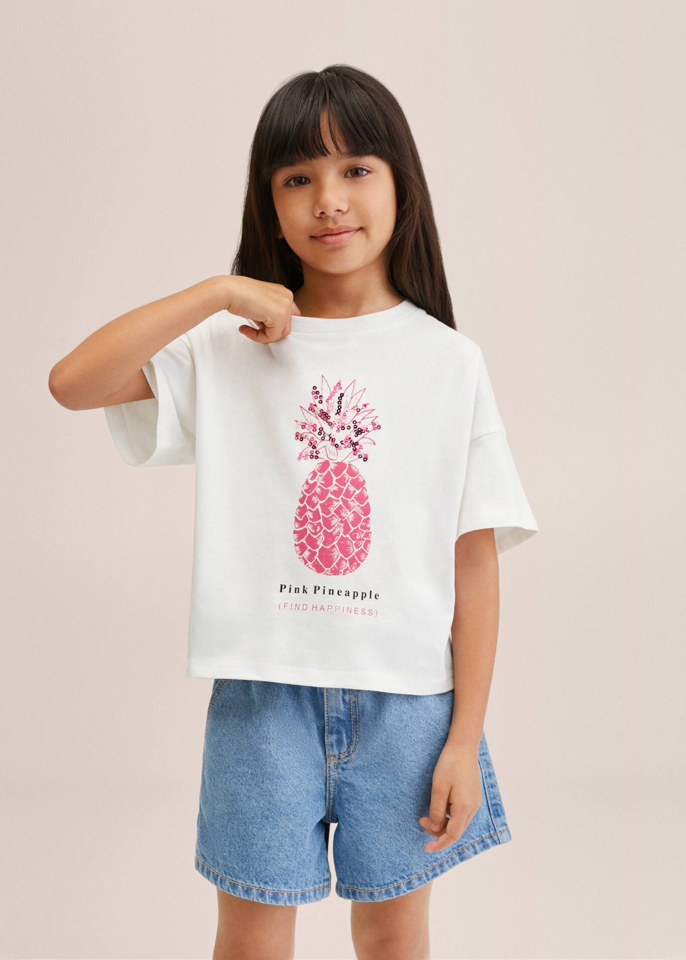 Baumwollhemd mit ananasmotiv Mädchen MANGO OUTLET Deutschland