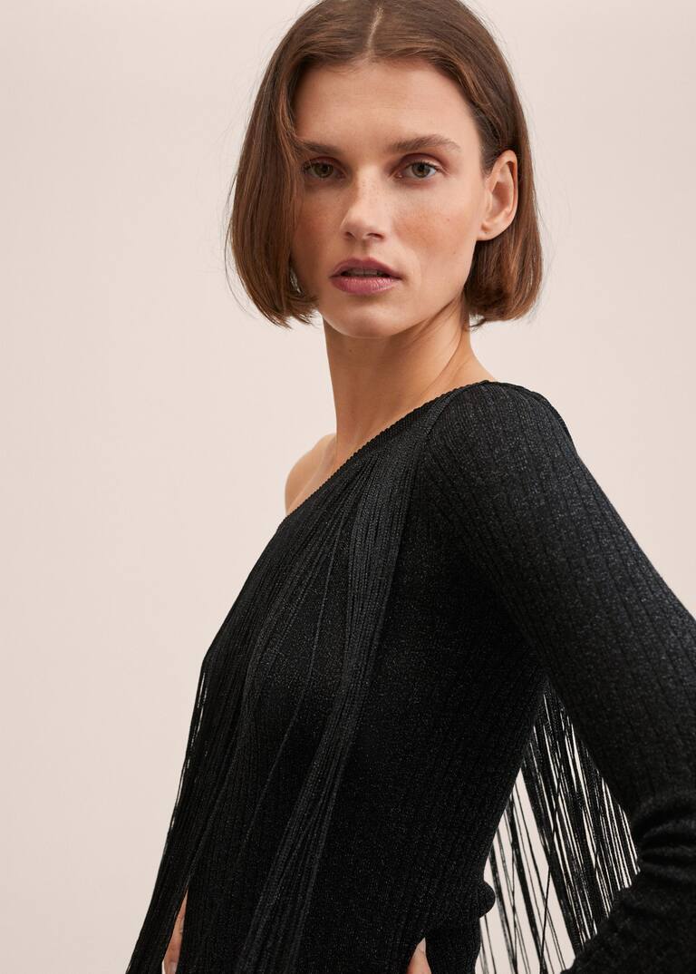 Asymmetrical fringed dress Women MANGO OUTLET USA