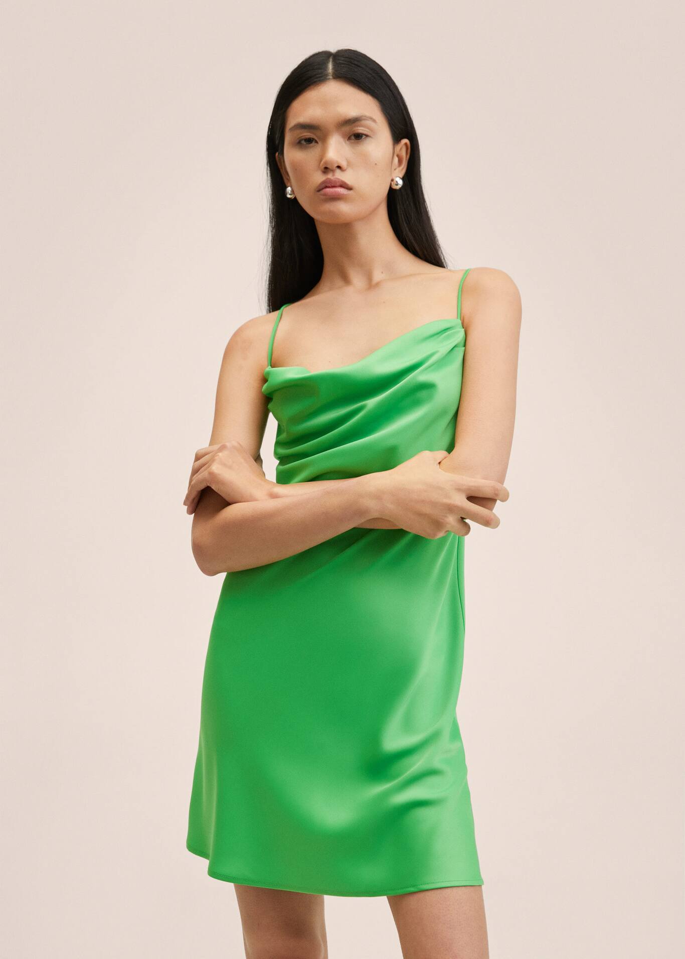 Draped neckline dress Women MANGO OUTLET USA