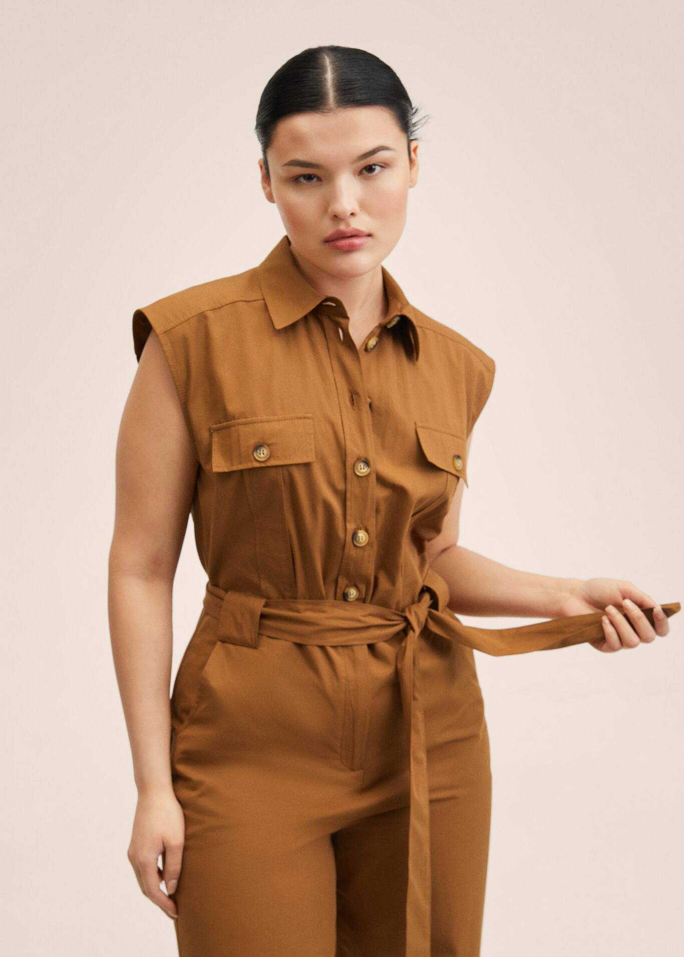 Belted cotton jumpsuit Women MANGO OUTLET USA
