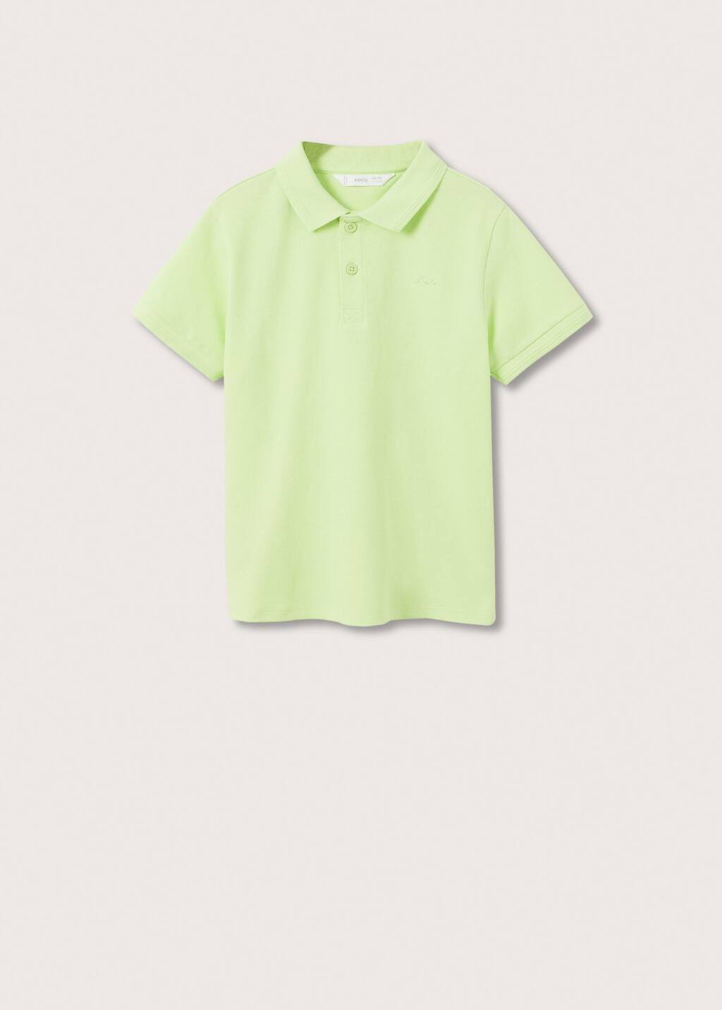 Mango 100% cotton polo shirt. a lime green polo shirt is shown on a white background. Mango 100% cotton polo shirt. a lime green polo shirt is shown on a white background.