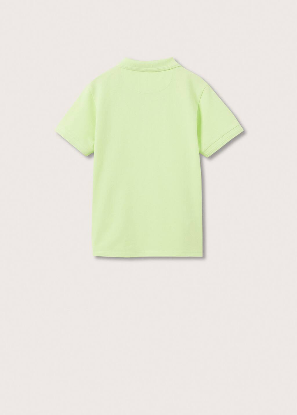 Mango 100% cotton polo shirt. a light green polo shirt is shown from the back. 