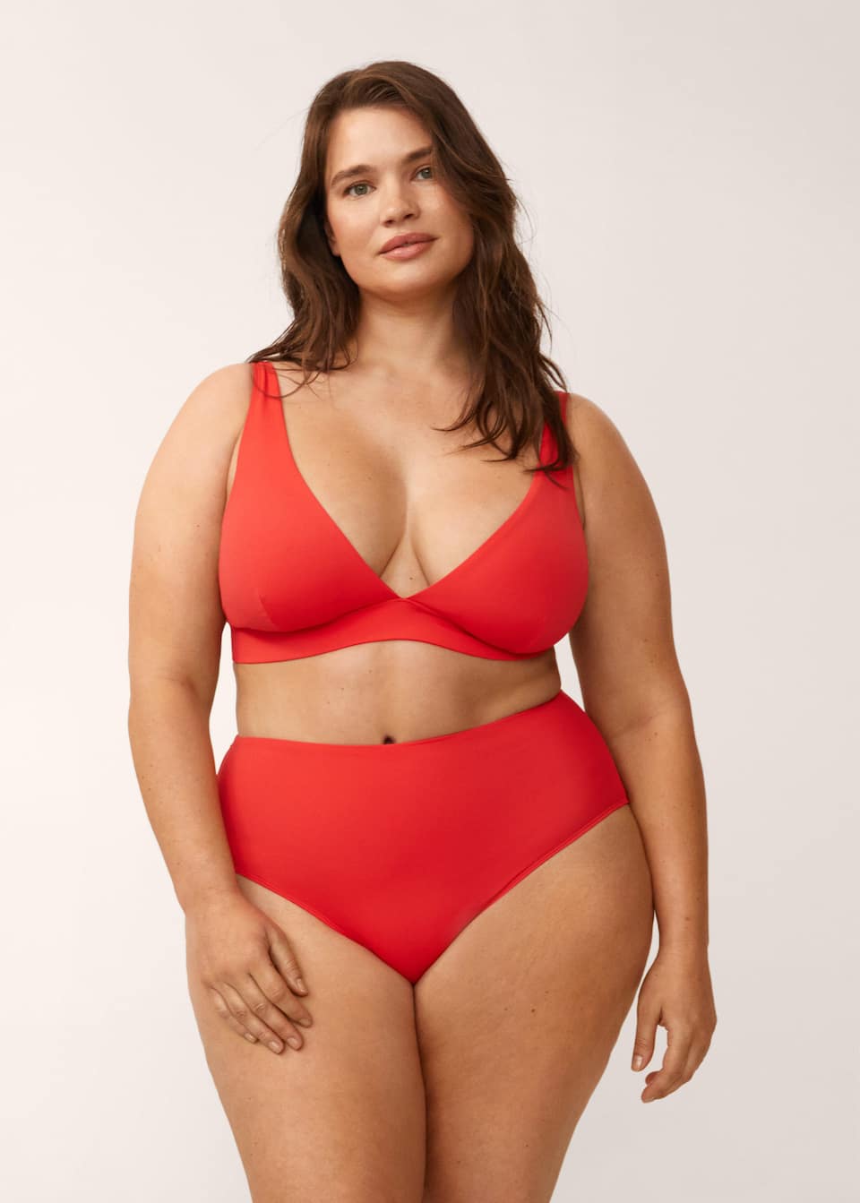 Red High waist classic design bikini bottom.