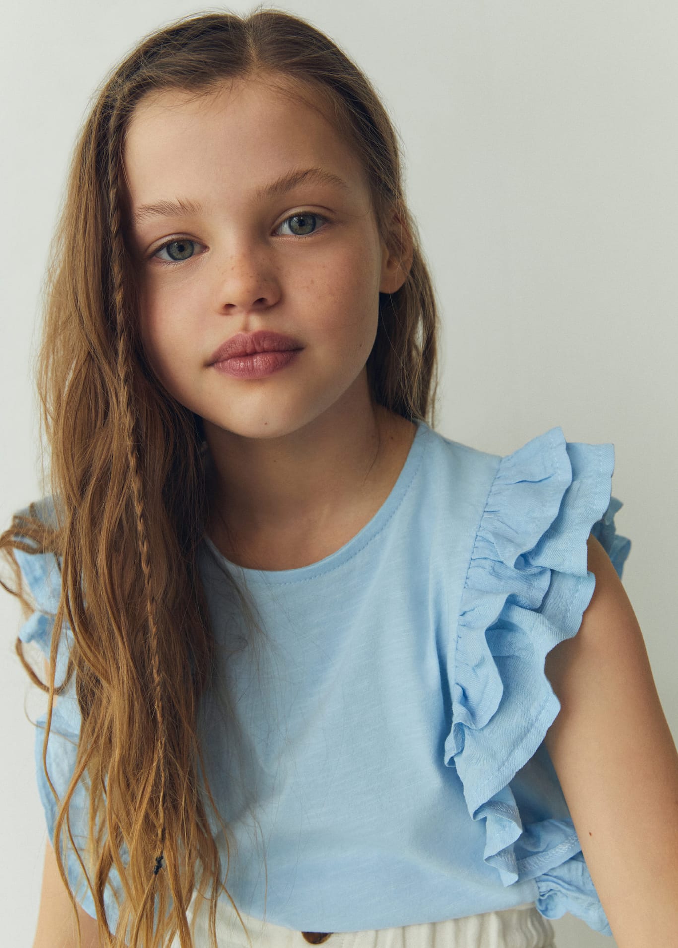 Frills cotton t-shirt - Girls | MANGO OUTLET Bulgaria