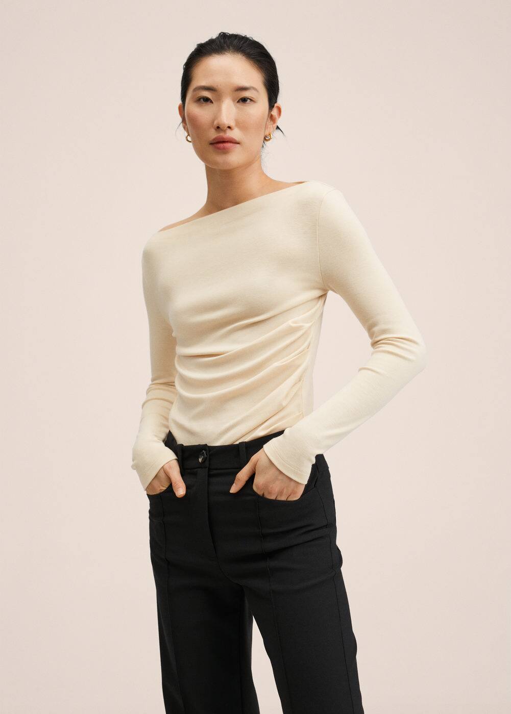 Long-sleeve t-shirt with ruffles -  Woman | Mango Canada