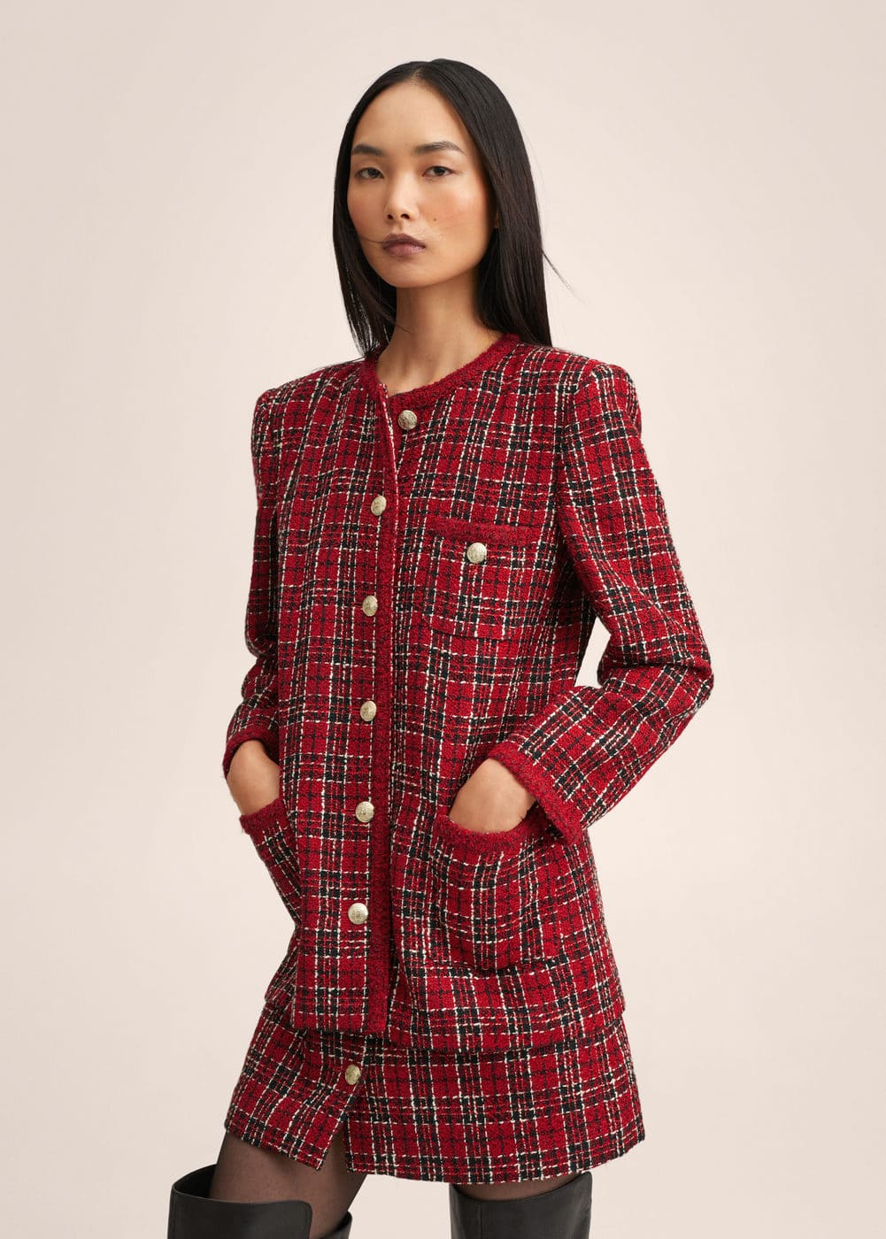 Tweed jacket with buttons Women Mango USA