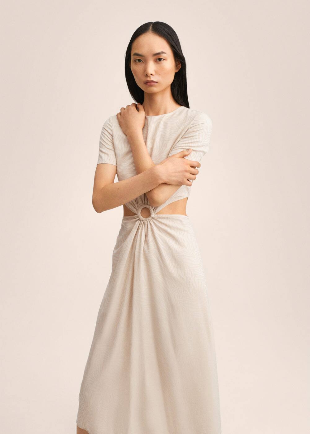 Printed cutout detail dress Women Mango United Kingdom