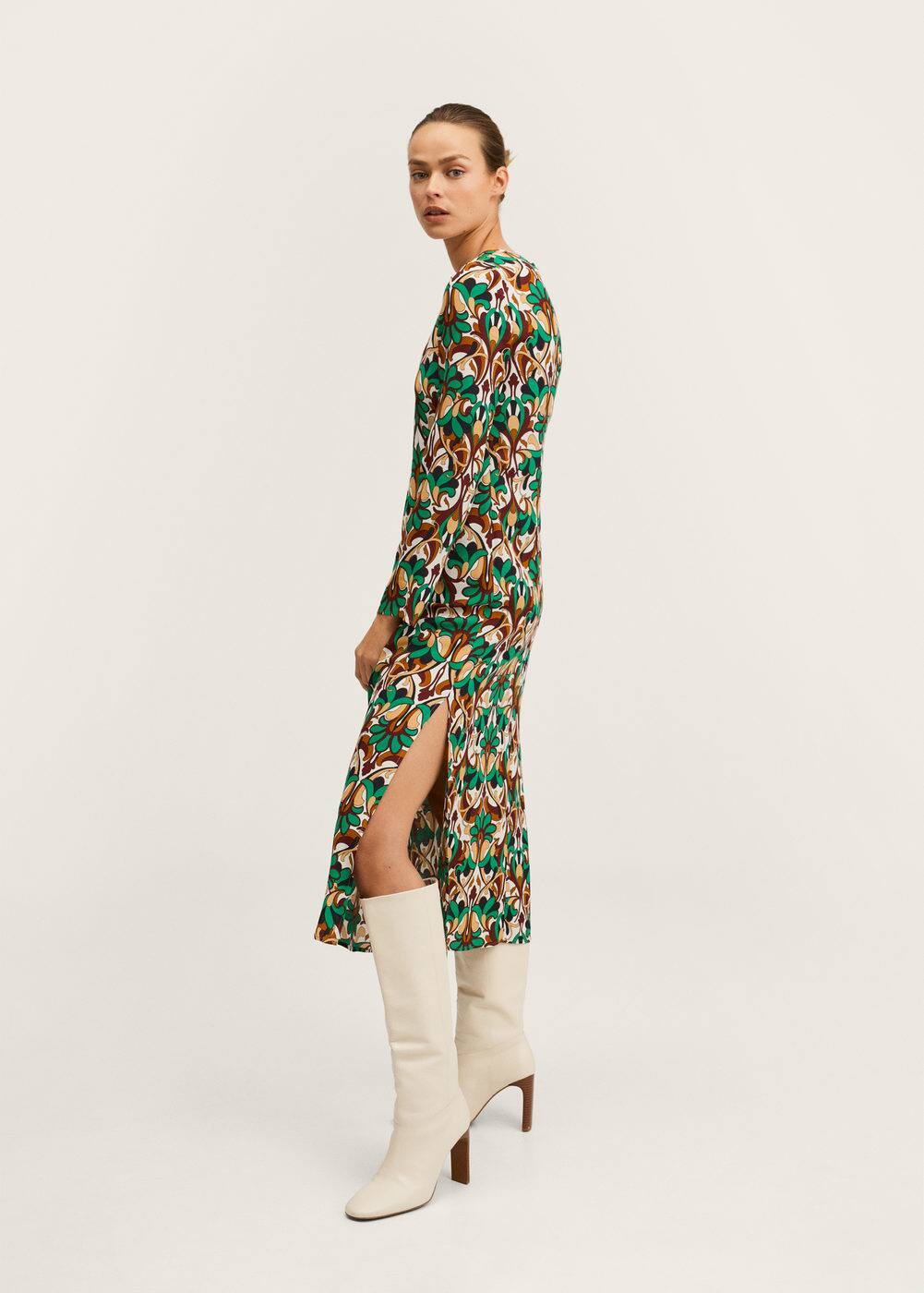 Printed cutout detail dress Women Mango USA
