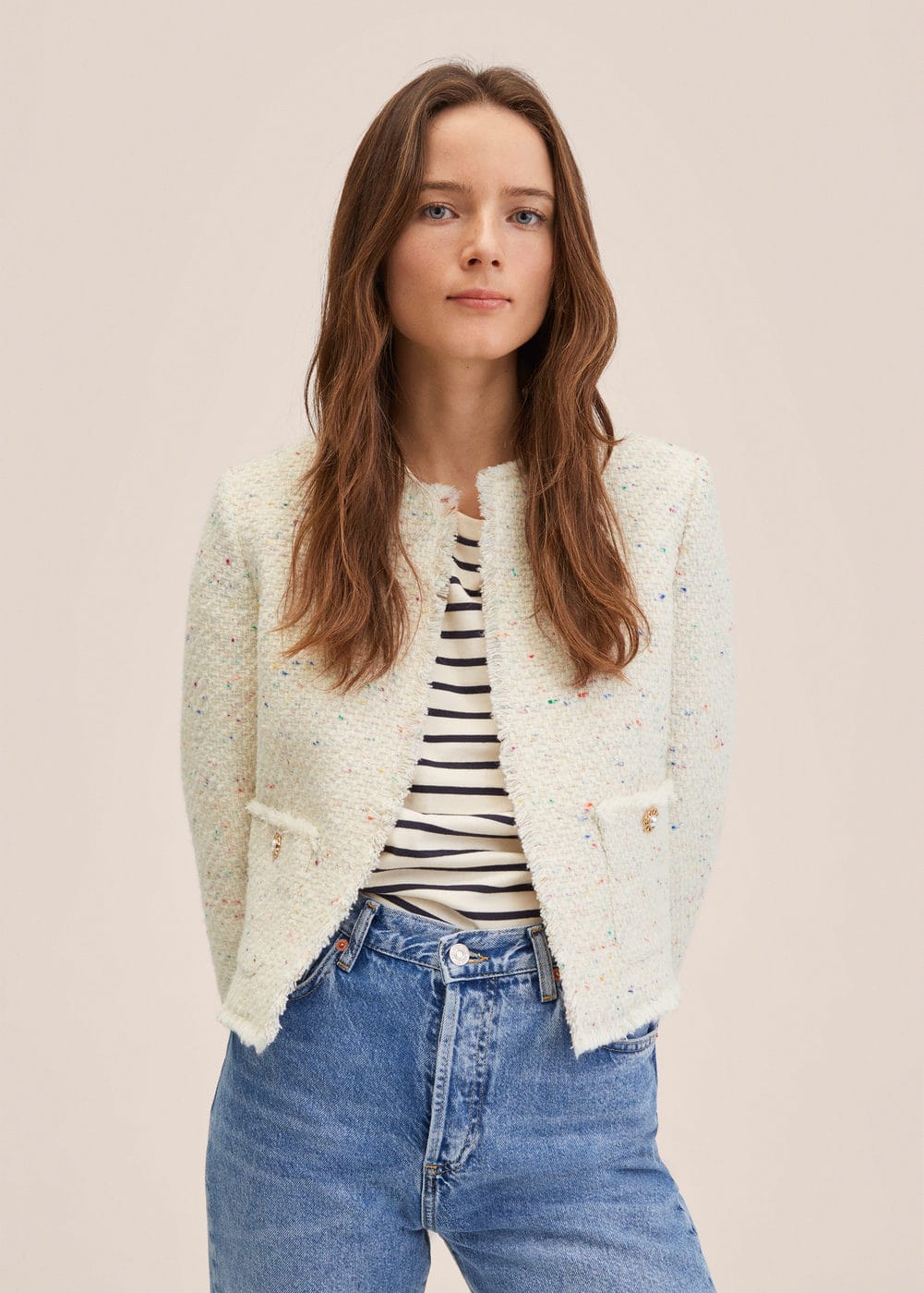 Crop tweed jacket Women Mango USA