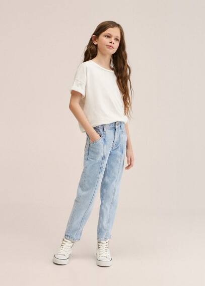 Mango Kids' Cotton Mom-fit Jeans Light 