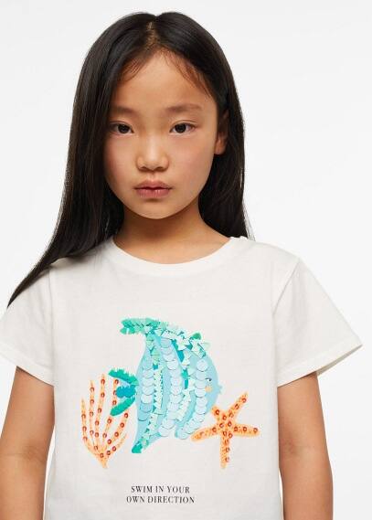 Maglietta stampa paillettes