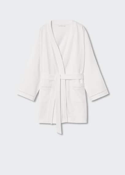 Vestaglia cotone dettagli traforati