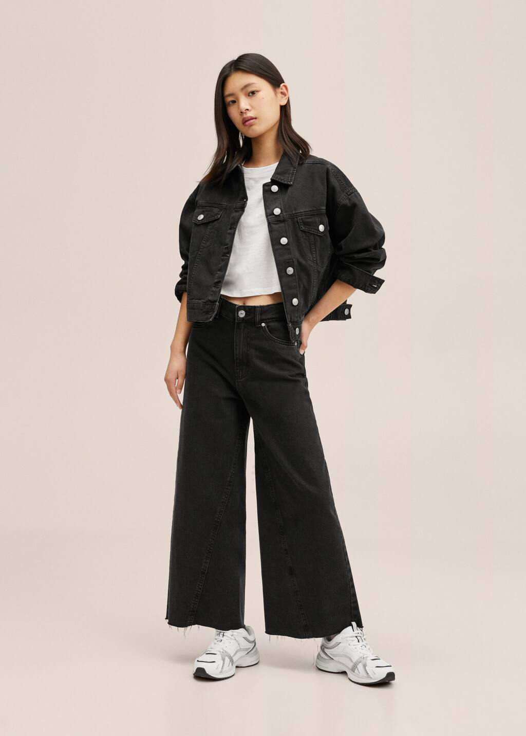 Frayed hem culotte jeans - Teenage girl | Mango Teen Jordan