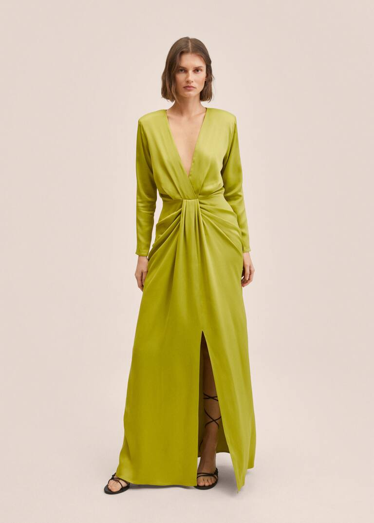 Ruched satin dress Women Mango USA