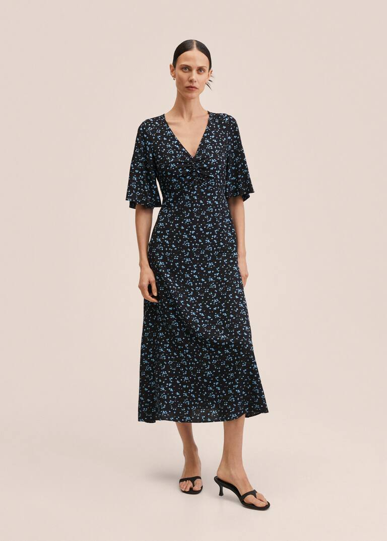 mango printed ruched dress