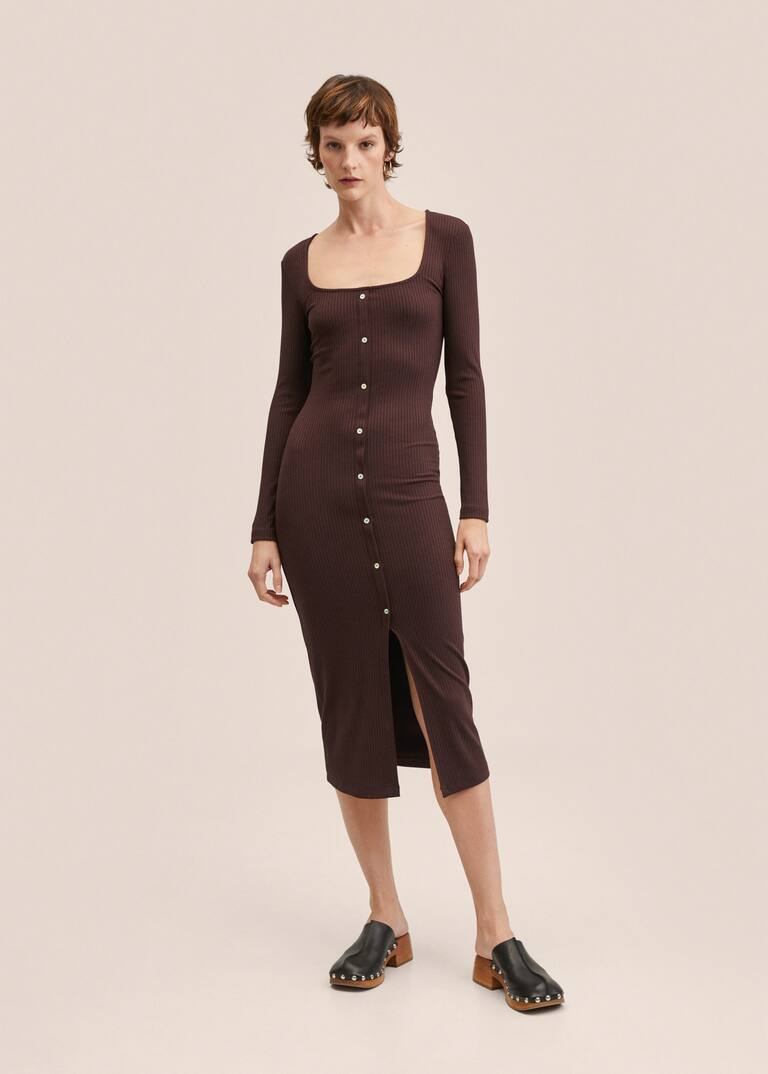 Ribbed knit dress Woman MANGO OUTLET Greece