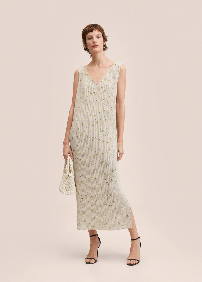 Printed pleated dress Women Mango USA
