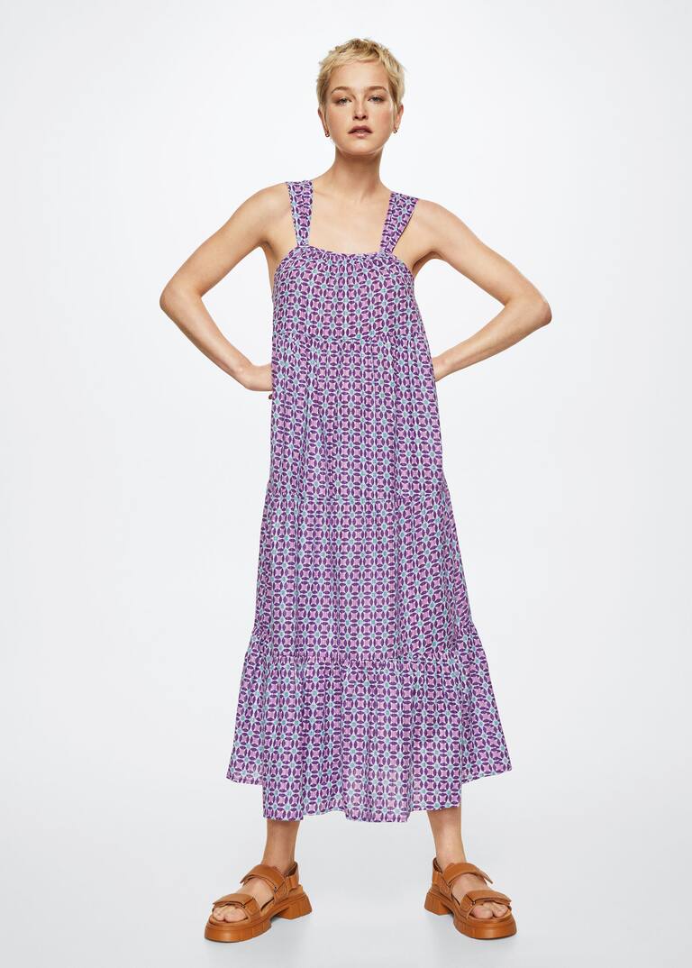 Printed cotton dress Women Mango USA