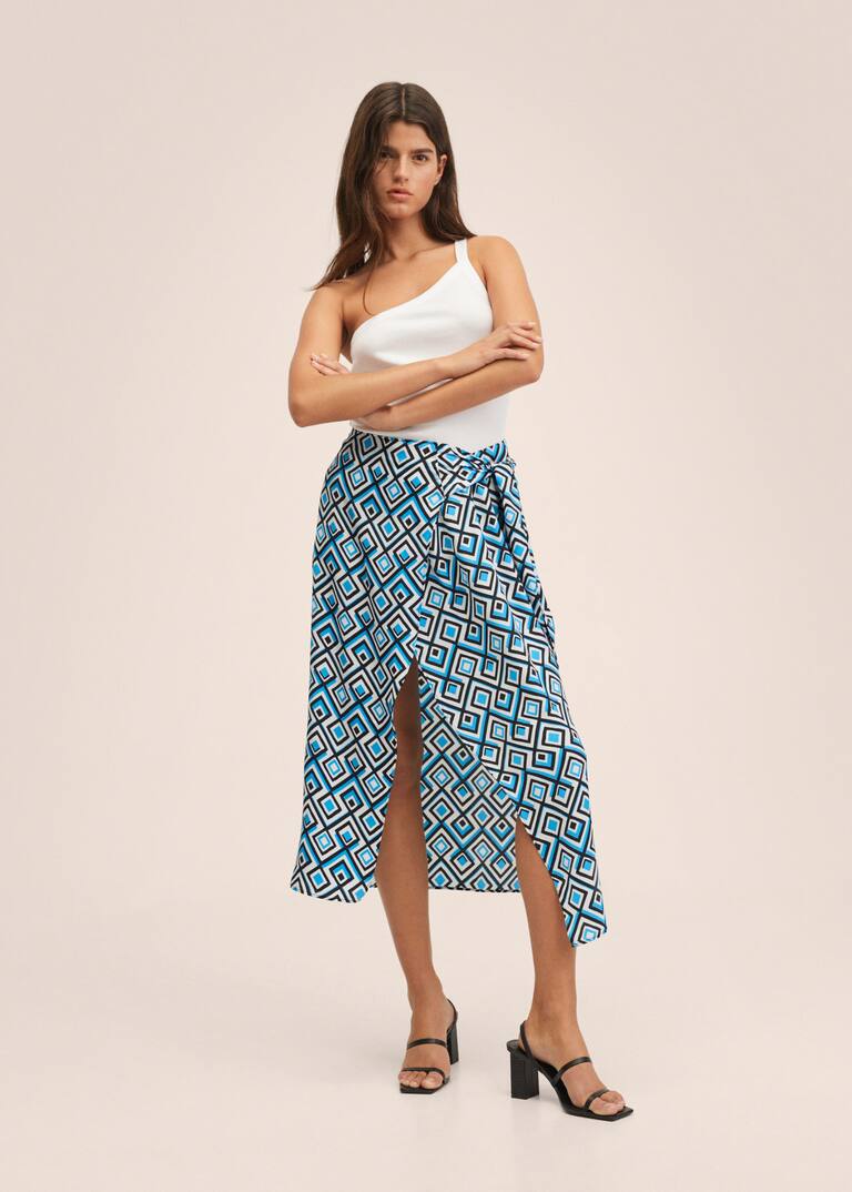 Wrap print skirt Woman MNG Australia