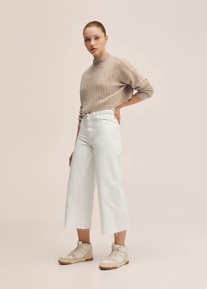 Pullover crop a coste