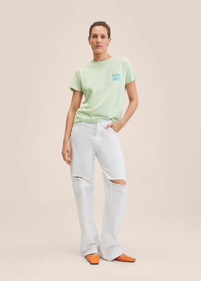 Maglietta messaggio ricamo